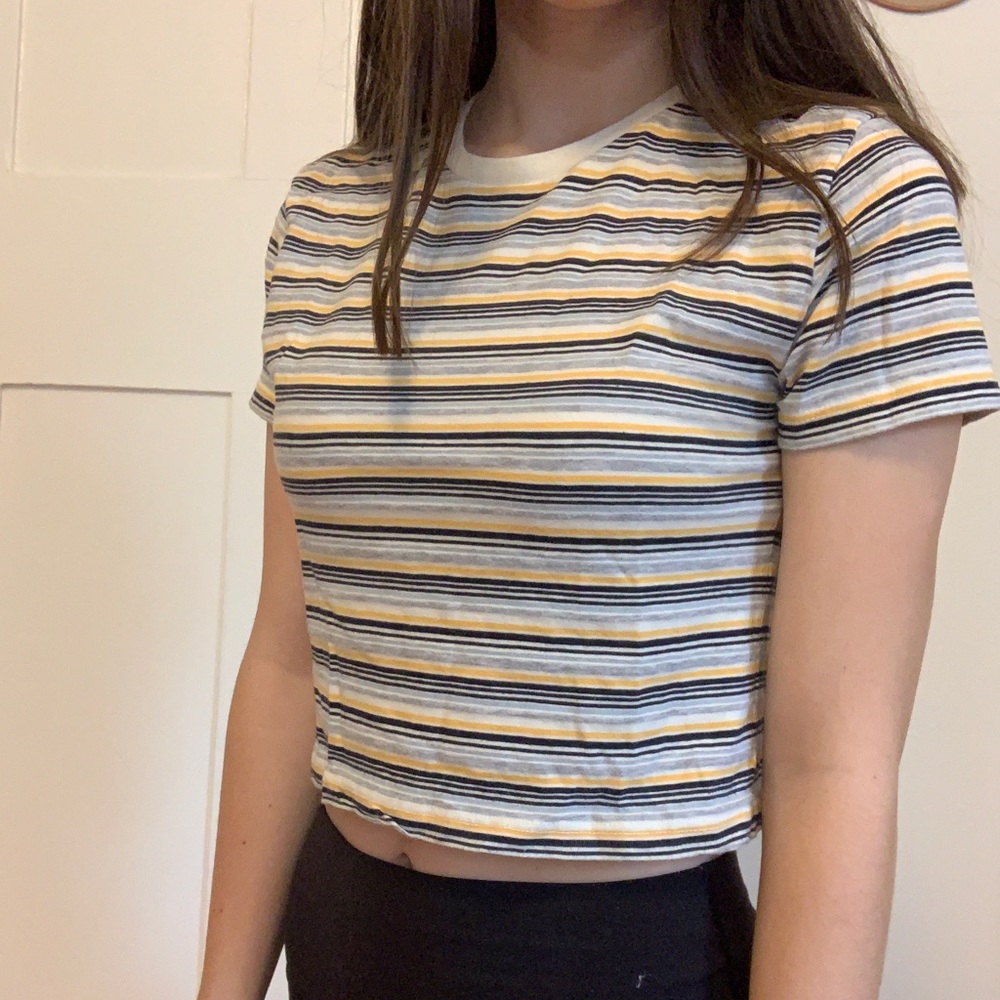 Yellow striped crop top